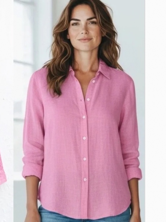 J Mclaughlin Tops - J McLaughlin Relaxed Fit Linen Shirt in Peony Pink